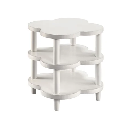 2-Shelf White End Table